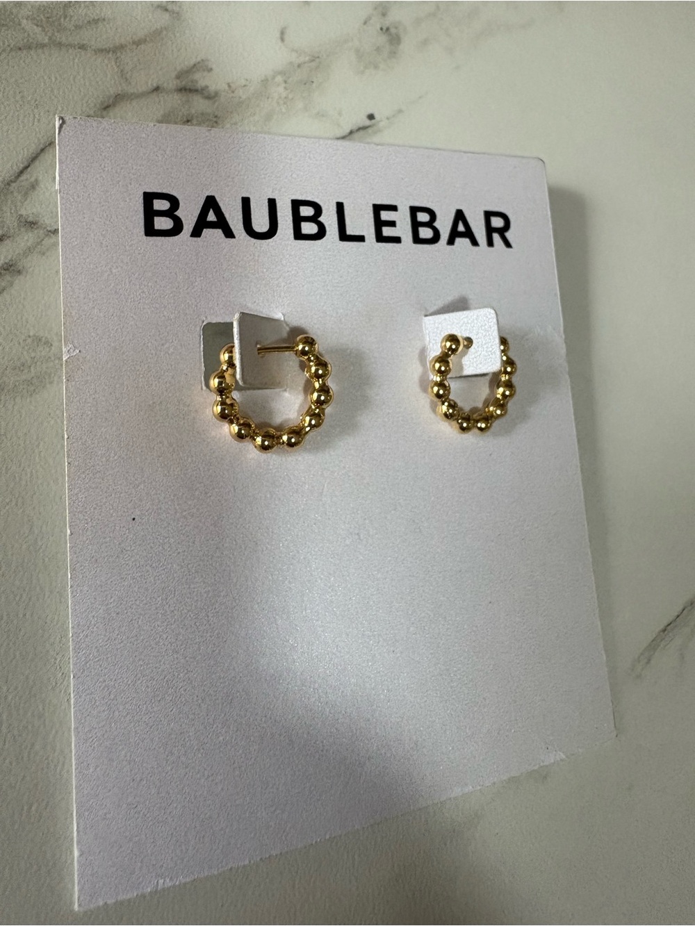 BaubleBar Gold Beaded Mini Hoop Earrings